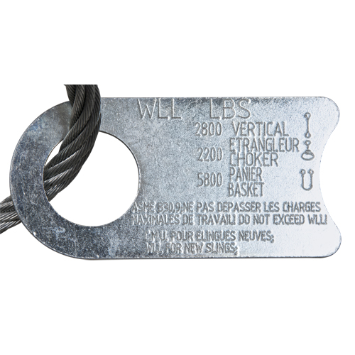 &eacute;lingue de levage &agrave; c&acirc;ble m&eacute;tallique - deux boucles, galvanis&eacute; Rideout Tool & Machine Inc.