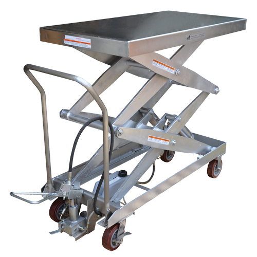 Pneumatic Hydraulic Scissor Lift Table, Stainless Steel, 47-1/4" L x 24" W, 1500 lbs. Cap. Rideout Tool & Machine Inc.