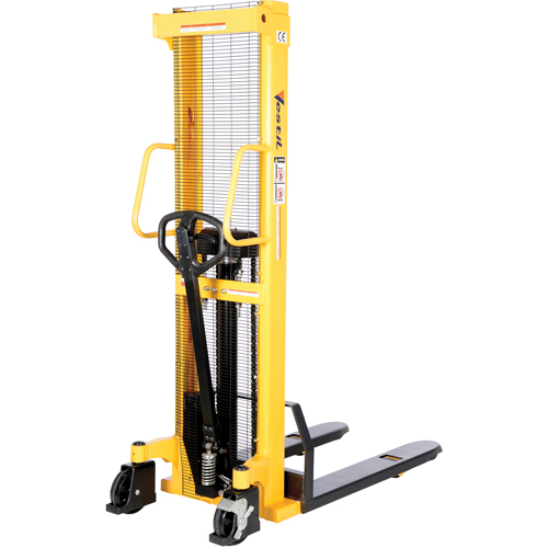 Manual Hydraulic Stacker, Hand Pump Operated, 2000 lbs. Capacity, 63" Max Lift Rideout Tool & Machine Inc.