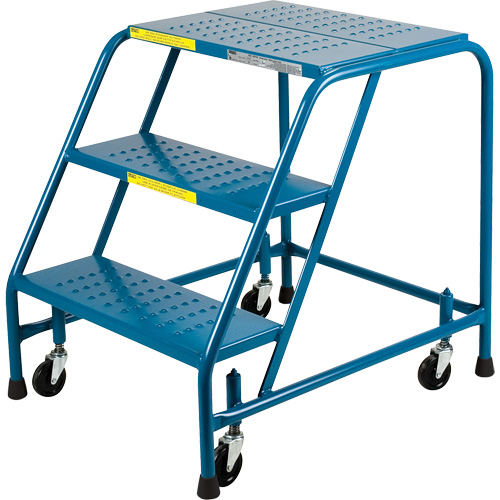 CSA-Certified Rolling Step Ladder, 3 Steps, 22" Step Width, 28" Platform Height, Steel Rideout Tool & Machine Inc.