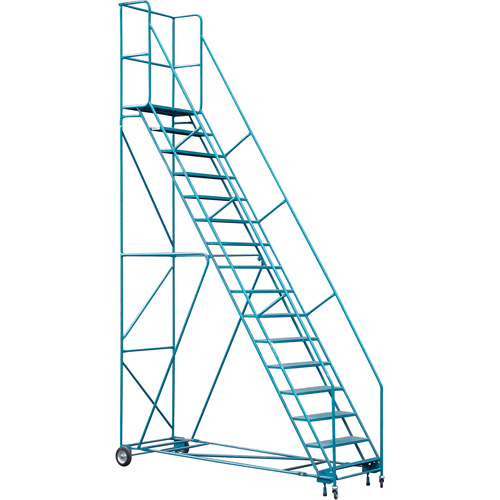 CSA-Certified Rolling Step Ladder with Locking Step, 16 Steps, 30" Step Width, 144" Platform Height, Steel Rideout Tool & Machine Inc.