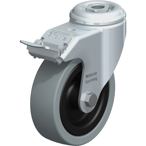 Light-Duty Caster, Swivel with Brake, 4" (101.6 mm), Solid Rubber, 242 lbs. (110 kg.) Rideout Tool & Machine Inc.