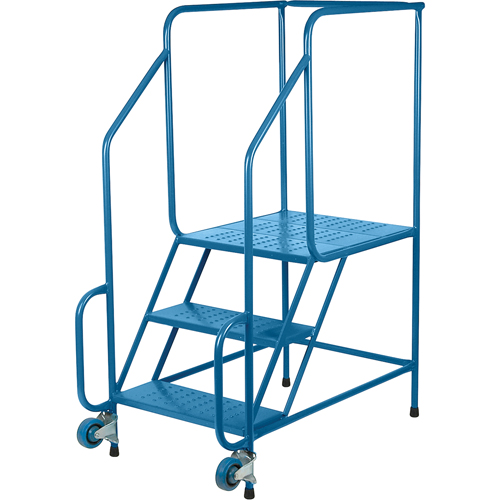 Tilt-N-Roll Ladders, Steel, 3 Steps, 22" Wide, 24" D x 27" H Top Step Rideout Tool & Machine Inc.