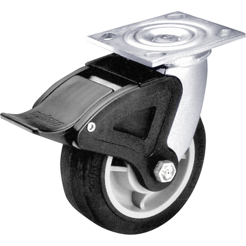 Total Locking Caster, Swivel with Brake, 6" (152.4 mm), Rubber, 450 lbs. (204 kg.) Rideout Tool & Machine Inc.