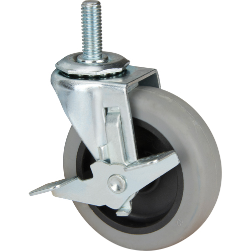 Stem Caster, Swivel with Brake, 3" (76 mm) Dia., 80 lbs. (36 kg.) Capacity Rideout Tool & Machine Inc.