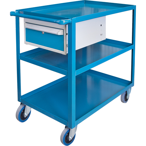 Heavy Duty Shelf Cart with Drawer, 1200 lbs. Capacity, Steel, 24" x W, 36" x H, 48" D, Rubber Wheels, Knocked Down, 1 Drawers Rideout Tool & Machine Inc.