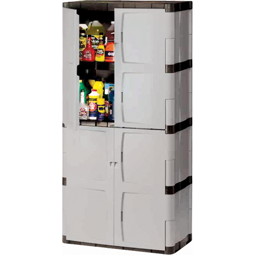 Heavy-Duty Cabinets, Plastic, 3 Shelves, 72" H x 36" W x 18" D, Mica and Charcoal Rideout Tool & Machine Inc.