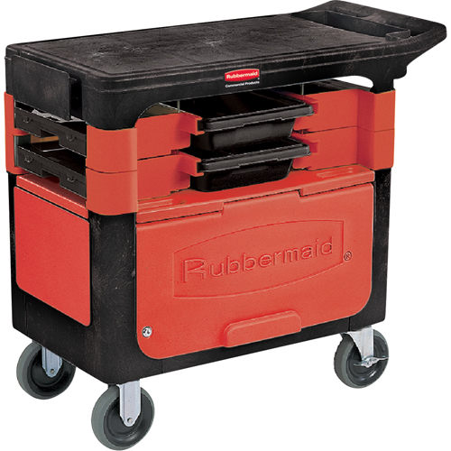 Trades Carts With Lockable Cabinet, 2 Drawers, 38" L x 19-1/4" W x 33-3/8" H, Black Rideout Tool & Machine Inc.