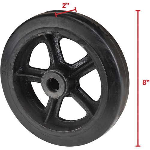 Mold-On Rubber Wheel, 8" (203 mm) Dia. x 2" (51 mm) W, 400 lbs. (181 kg.) Capacity Rideout Tool & Machine Inc.