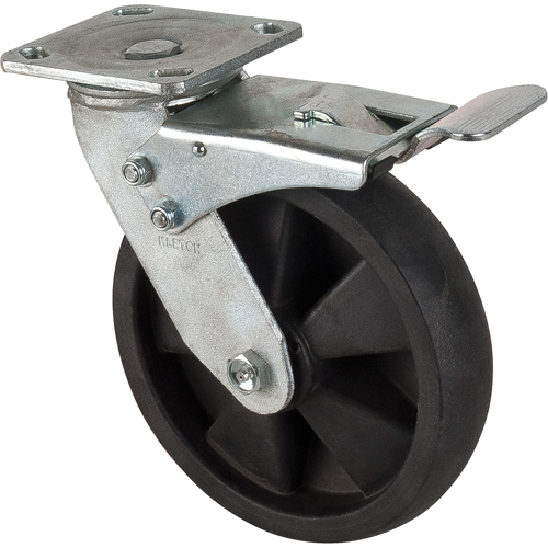 Hi-Temp Caster, Swivel with Brake, 8" (203.2 mm), Nylon, 1000 lbs. (453 kg.) Rideout Tool & Machine Inc.