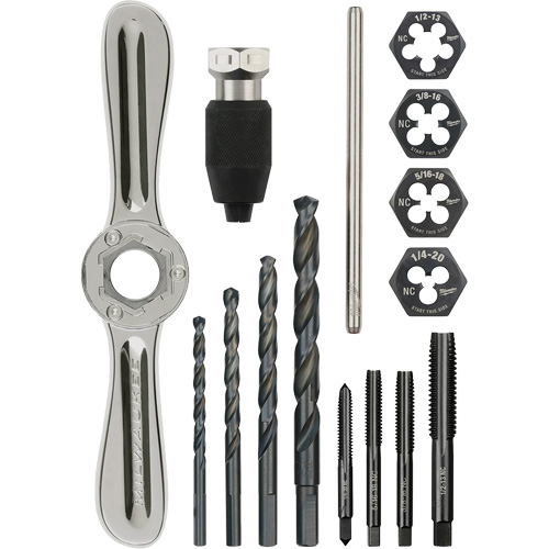 Tap and Die Set with Hex-Lok 2-in-1 Handle, 15 Pieces Rideout Tool & Machine Inc.