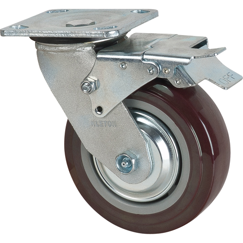Caster, Swivel with Brake, 6" (152.4 mm), Polyurethane, 850 lbs. (385 kg.) Rideout Tool & Machine Inc.