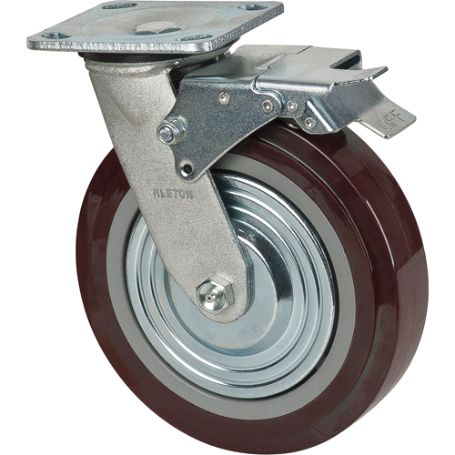 Caster, Swivel with Brake, 8" (203.2 mm), Polyurethane, 1000 lbs. (453.6 kg.) Rideout Tool & Machine Inc.