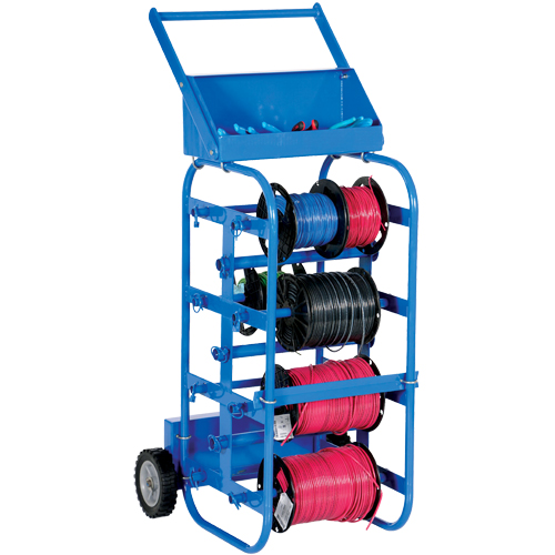Portable Wire Reel Caddy, Steel, 11 Rod, 19-1/2" W x 43-1/4" H x 17-1/2" D, 150 lbs. Capacity Rideout Tool & Machine Inc.