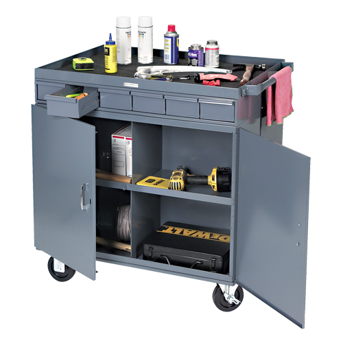 Poste de travail &agrave; deux c&ocirc;t&eacute;s mobile et robuste, 1200 lb Capacit&eacute;, Acier, 34" x la, 34" x ha, 24" p, Enti&egrave;rement soud&eacute;, 6 tirroirs Rideout Tool & Machine Inc.