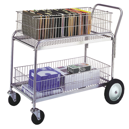 Wire Mesh Office Mail Cart, 250 lbs. Capacity, Chrome, 23-3/4" D x 43" L x 38-1/2" H, Chrome Plated Rideout Tool & Machine Inc.