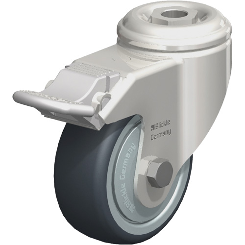 Roulette en &eacute;lastom&egrave;re thermoplastique acier inoxydable, Pivotant avec frein, Diam&egrave;tre 3-1/8" (79,5 mm), Capacit&eacute; 220 lb (100 kg) Rideout Tool & Machine Inc.