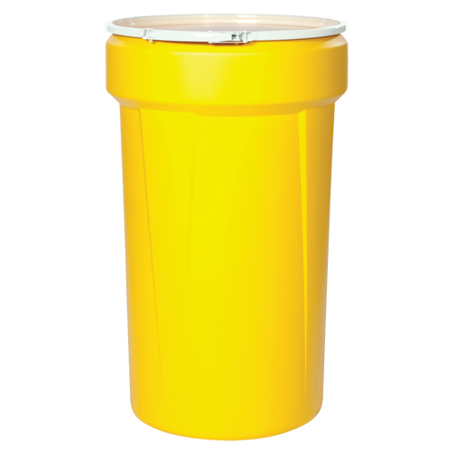 Nestable Polyethylene Drum, 30 US gal (25 imp. gal.), Open Top, Yellow Rideout Tool & Machine Inc.
