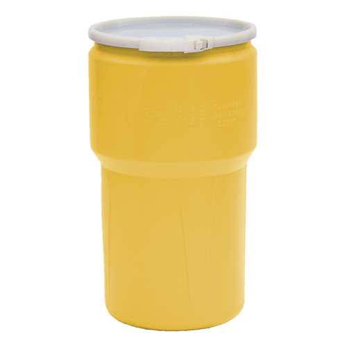 Nestable Polyethylene Drum, 14 US gal (11.7 imp. gal.), Open Top, Yellow Rideout Tool & Machine Inc.