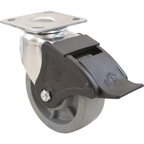 Emaxx Caster, Swivel with Brake, 4" (101.6 mm), Envirothane, 1000 lbs. (453.6 kg.) Rideout Tool & Machine Inc.