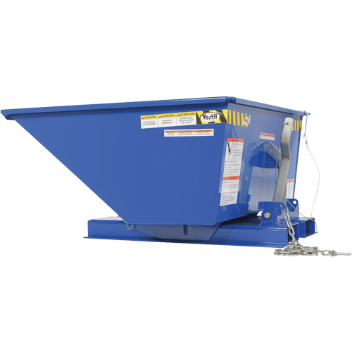 Low Profile D-Style Self Dumping Hopper, Steel, 1/4 cu.yd., Blue Rideout Tool & Machine Inc.