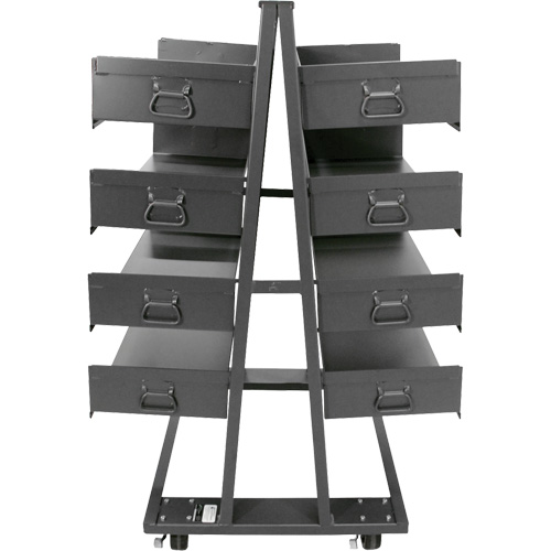 Double-Sided Heavy Duty A-Frame Cart with 8 Large Trays, 38" x 30" x 63", 2500 lbs. Capacity Rideout Tool & Machine Inc.