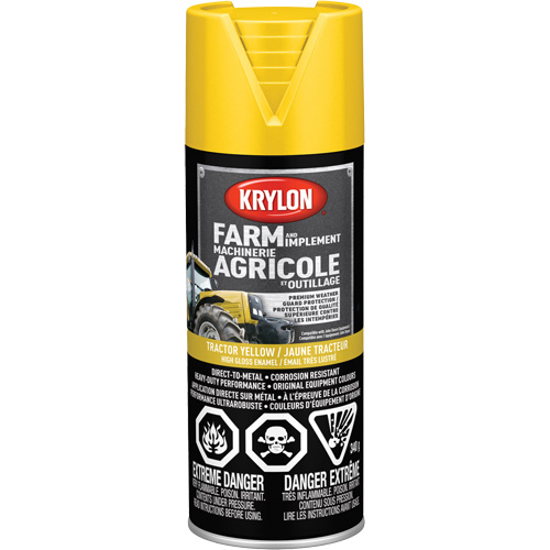 Peinture en a&eacute;rosol pour la ferme et l'&eacute;quipement, Jaune John Deere, Tr&egrave;s brillant, 12 oz, Canette a&eacute;rosol Rideout Tool & Machine Inc.