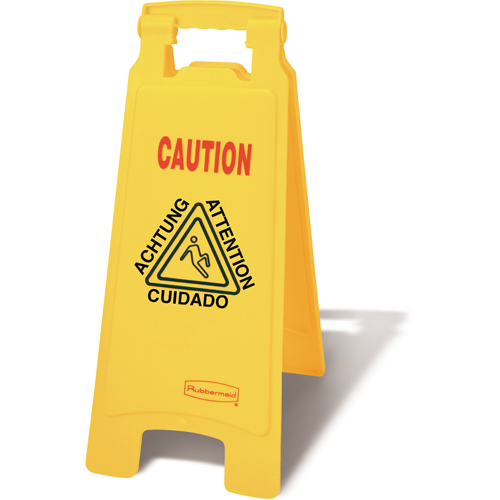 Wet Floor Safety Signs, Quadrilingual with Pictogram Rideout Tool & Machine Inc.