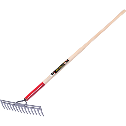Pro Double Back Level Rake, Ashwood Handle, 13-3/4" W, Tempered Steel Blade, 14 Tines Rideout Tool & Machine Inc.
