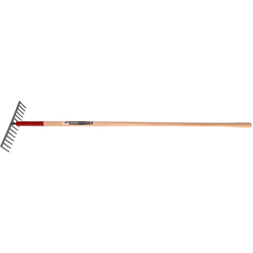 Level Rake, Wood Handle, 14-3/4" W, Tempered Steel Blade, 16 Tines Rideout Tool & Machine Inc.