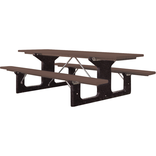 Recycled Plastic Picnic Tables, 6' L x 61-1/2" W, Brown Rideout Tool & Machine Inc.