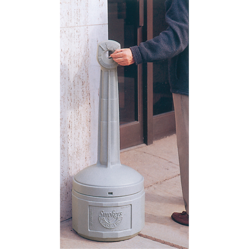 Smokers Cease-Fire&reg; Cigarette Butt Receptacle, Free-Standing, Plastic, 4 US gal. Capacity, 38-1/2" Height Rideout Tool & Machine Inc.