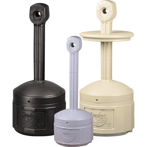 Smokers Cease-Fire&reg; Cigarette Butt Receptacle, Free-Standing, Plastic, 1 US gal. Capacity, 30" Height Rideout Tool & Machine Inc.