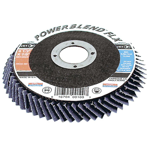 Disque &agrave; lamelles flexible PowerBlend FLX, 4-1/2" x 7/8", Type 27, Grain Z60, Alumine de zirconium Rideout Tool & Machine Inc.