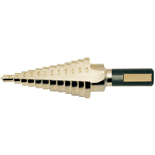 Super Premium Step Drill, 1/8" - 1/2" , 1/32" Increments, High Speed Steel Rideout Tool & Machine Inc.