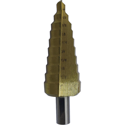 JET-KUT&reg; Super Premium M35 Step Drill, 3/16" - 1/2" , 1/16" Increments, High Speed Steel Rideout Tool & Machine Inc.