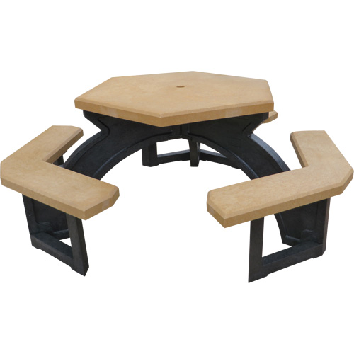 Recycled Plastic Hexagon Picnic Tables, 78" L x 78" W, Cedar Rideout Tool & Machine Inc.