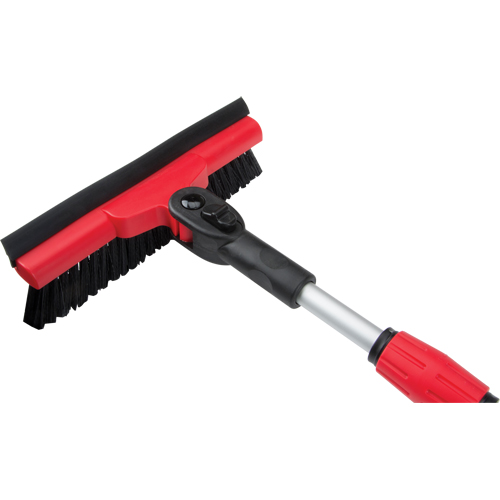 Snow Brush With Pivot Head, Telescopic, Rubber Squeegee Blade, 52" Long, Black/Red Rideout Tool & Machine Inc.