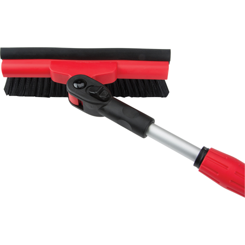 Snow Brush With Pivot Head, Telescopic, Rubber Squeegee Blade, 52" Long, Black/Red Rideout Tool & Machine Inc.