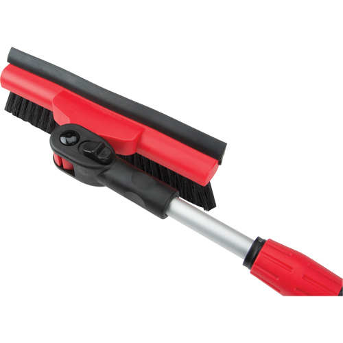 Snow Brush With Pivot Head, Telescopic, Rubber Squeegee Blade, 52" Long, Black/Red Rideout Tool & Machine Inc.