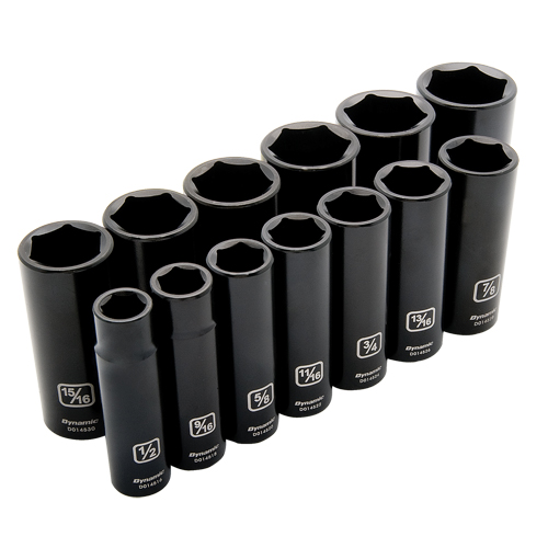 SAE Socket Set, 13 Pcs, Impact, 1/2" Drive Size, Deep Rideout Tool & Machine Inc.