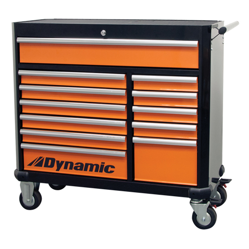 Roller Tool Cabinet, 12 Drawers, 42" W x 18" D x 41" H, Black/Orange Rideout Tool & Machine Inc.