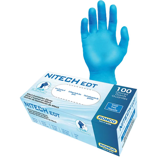 EDT&reg; Examination Gloves, Small, Nitech&reg;, 5-mil, Powder-Free, Blue, Class 2 Rideout Tool & Machine Inc.