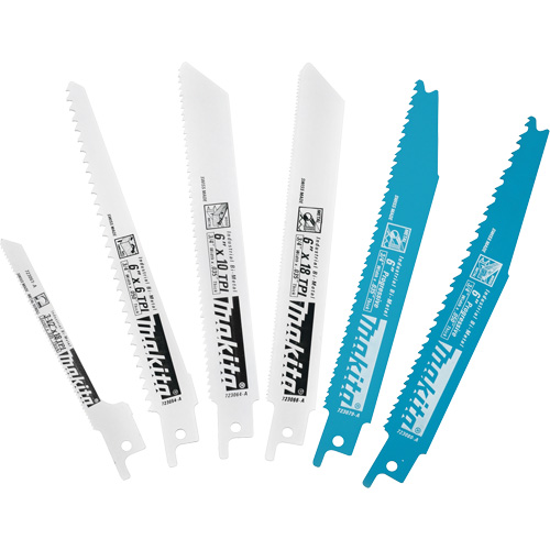 6-Piece Recipro Saw Blade Assortment Pack, Bi-Metal, 6-18 TPI, 6"/3-1/2" L x 3/4" W Rideout Tool & Machine Inc.
