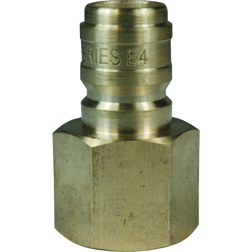 DQC E-Series Straight Through Interchange Plug, Brass, 3/4", Female NPTF, 1700 PSI Rideout Tool & Machine Inc.