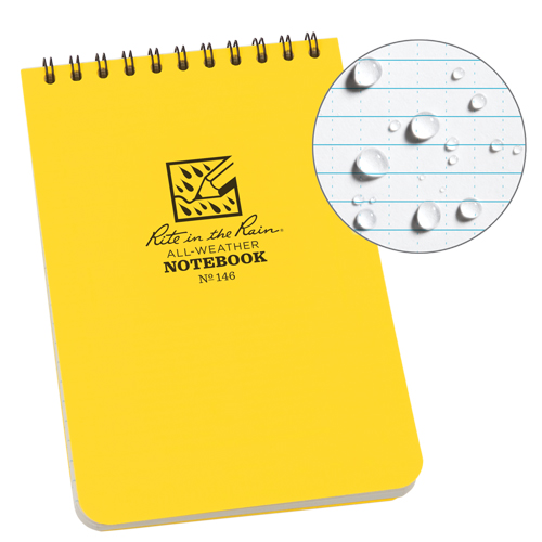 Carnet de notes de poche &agrave; spirale, Couverture souple, Jaune, 100 Pages, 4" , 6"  Rideout Tool & Machine Inc.