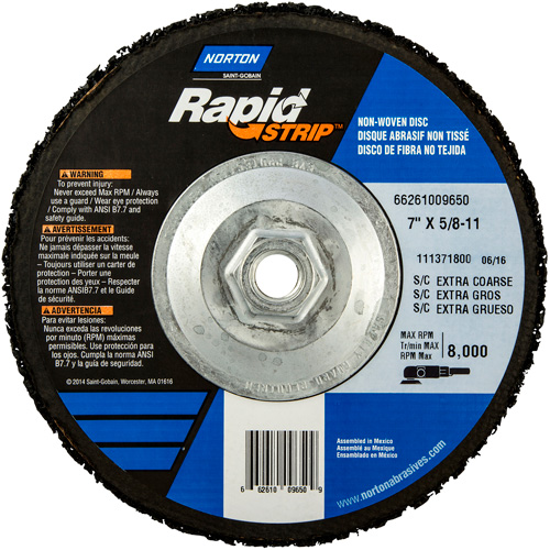 Bear-Tex&reg; Rapid Strip Non-Woven Depressed Center Discs, 7" Dia., Extra Coarse Grit, Silicon Carbide Rideout Tool & Machine Inc.