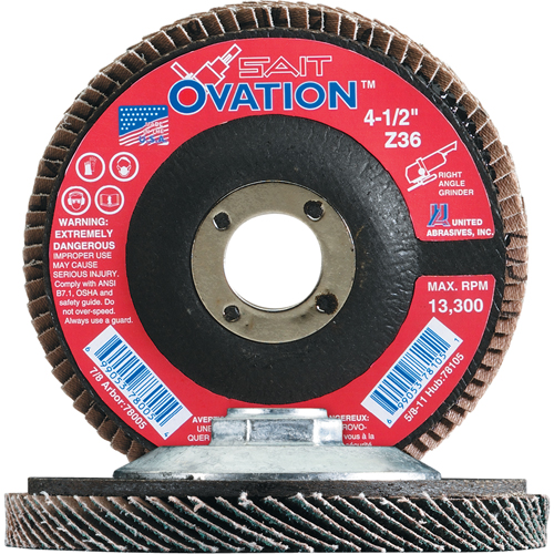 OVATION MEULE LAMELLE41/2X7/8 GRAIN36, 4-1/2" x 7/8", Type 27, Grain 36, Zirconium Rideout Tool & Machine Inc.