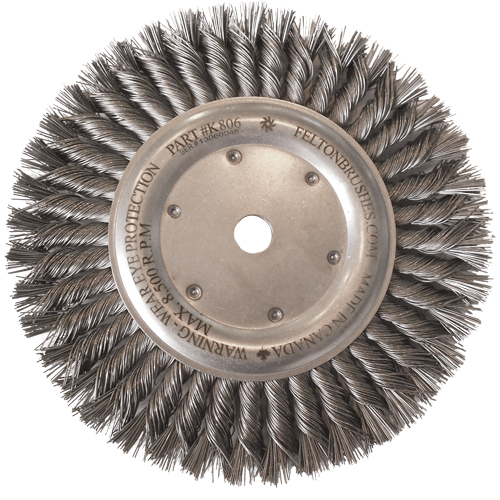 Brosses m&eacute;talliques &agrave; touret, Dia. 8", Fils 0,014", Arbre 5/8"-11, Acier Rideout Tool & Machine Inc.