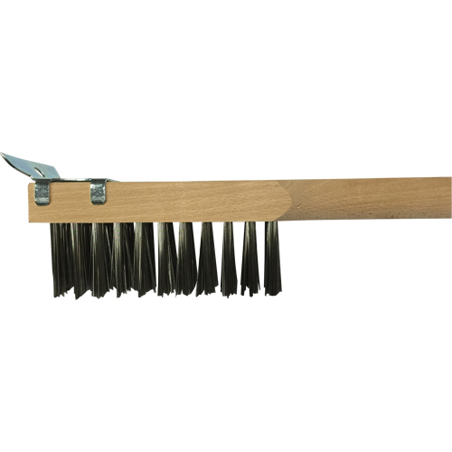 Brosse de nettoyage avec racloir, Acier inoxydable, 3 x 10 rangs de fils, Longueur 20" Rideout Tool & Machine Inc.